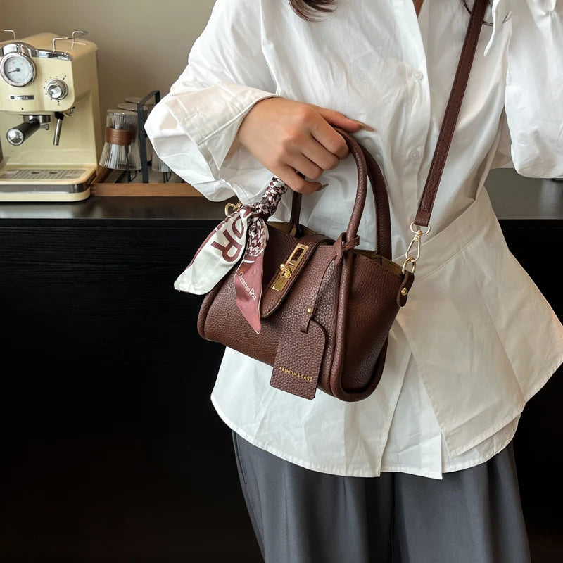 Mini Handbag Textured Leather Detachable Shoulder Strap