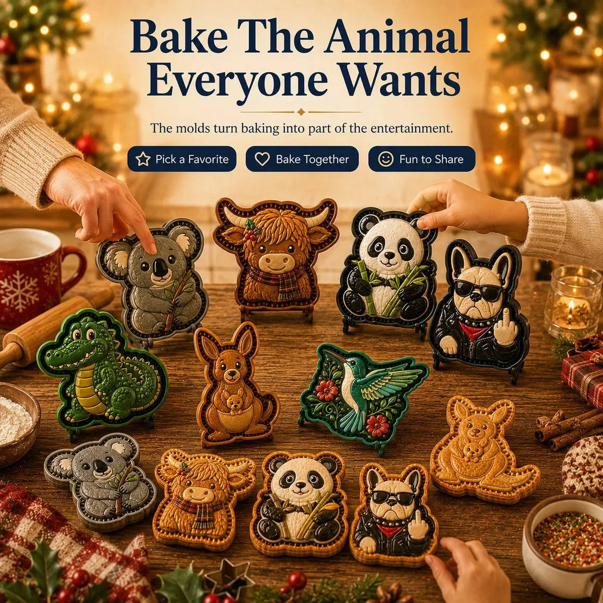 Mini Pie Mold Animal-Shaped Raised Details Set of 8