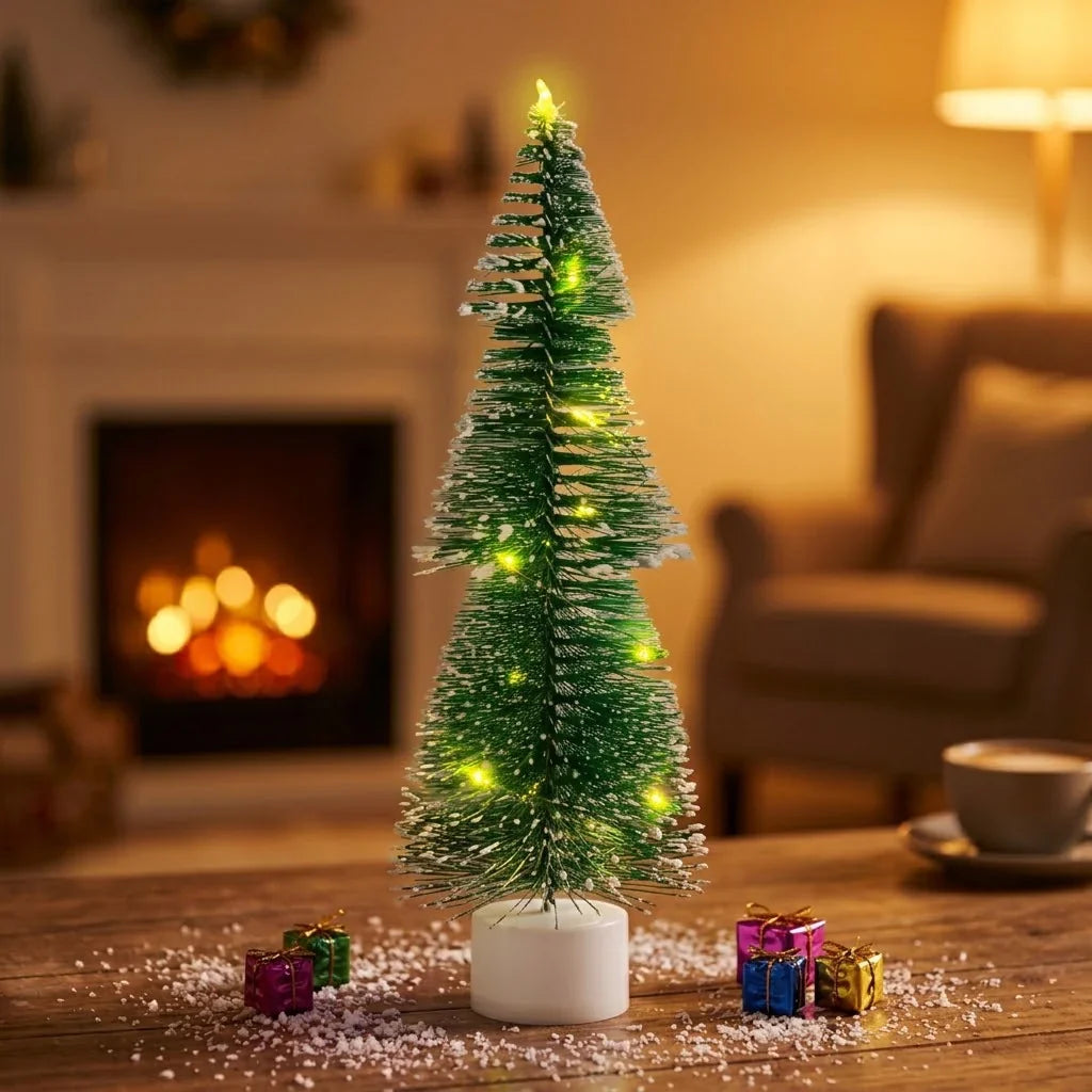 Mini Tabletop Christmas Tree Faux Pine Warm White LED