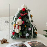 Mini Tabletop Christmas Tree Pom-Pom & Teddy Bear Ornaments