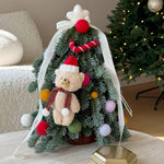Mini Tabletop Christmas Tree Pom-Pom & Teddy Bear Ornaments