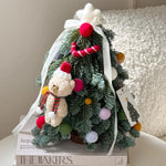 Mini Tabletop Christmas Tree Pom-Pom & Teddy Bear Ornaments