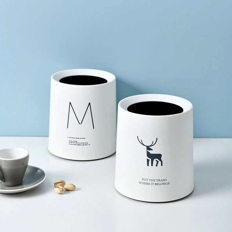 Mini Trash Can Double-Layer Compact Plastic Desktop Bin