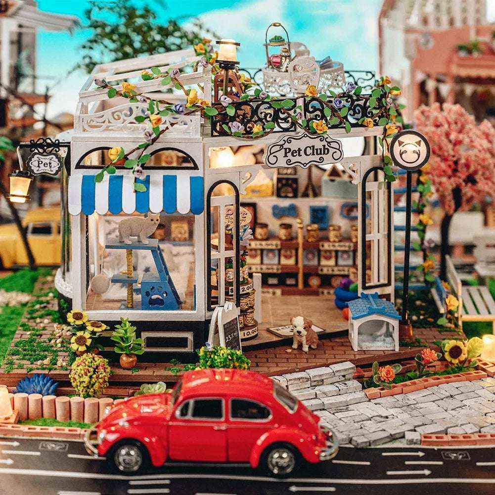 Miniature Pet Shop Kit Pre-Cut Pieces & Warm LED