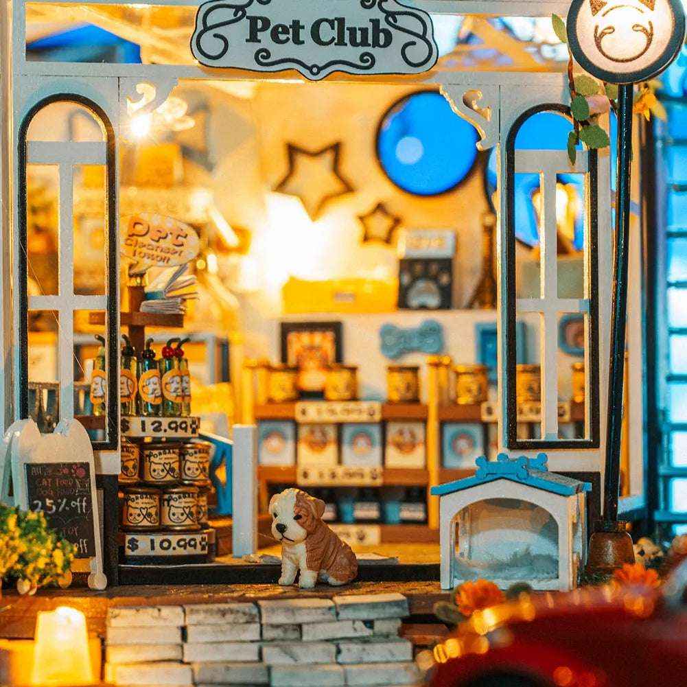 Miniature Pet Shop Kit Pre-Cut Pieces & Warm LED