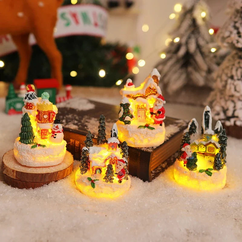 Miniature Snow Scene Handcrafted Soft LED Battery Free