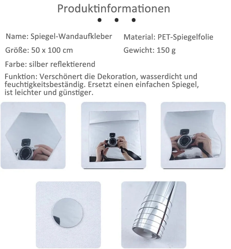 Mirror Film Self-Adhesive Shatterproof Cut-To-Size