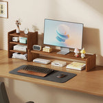 Monitor Riser Wood Two-Tier Cable Management