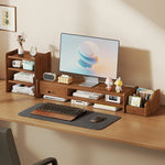 Monitor Riser Wood Two-Tier Cable Management