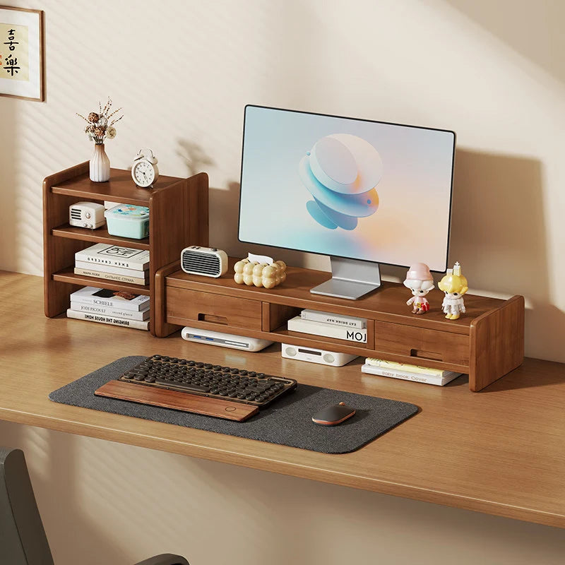 Monitor Riser Wood Two-Tier Cable Management