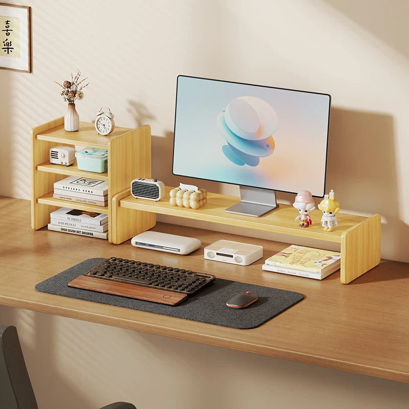 Monitor Riser Wood Two-Tier Cable Management