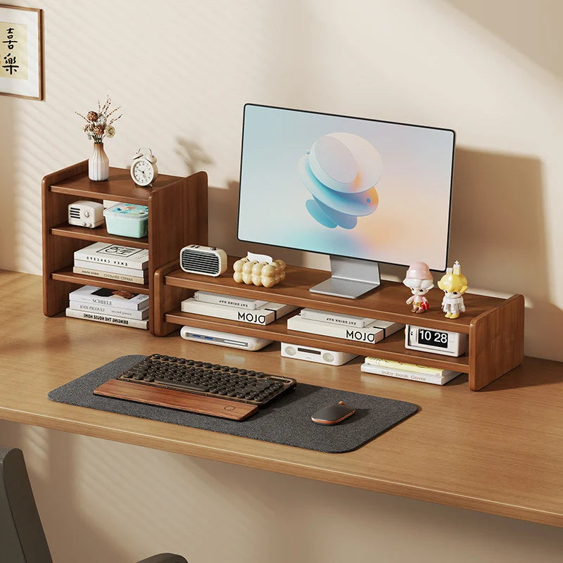 Monitor Riser Wood Two-Tier Cable Management