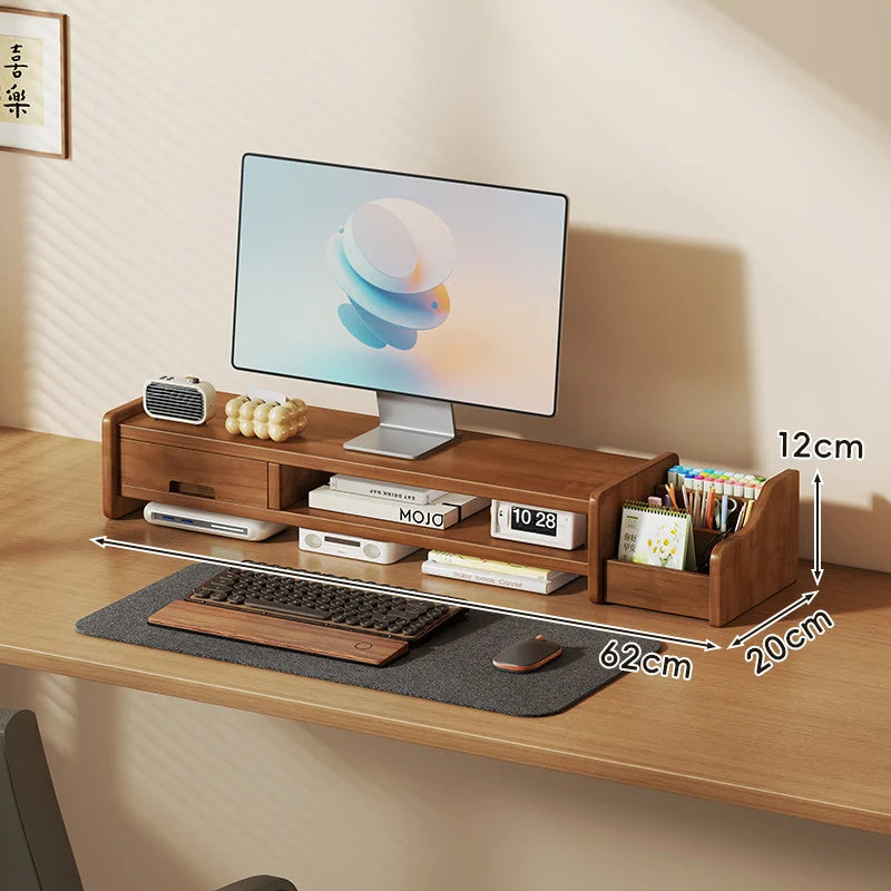 Monitor Riser Wood Two-Tier Cable Management