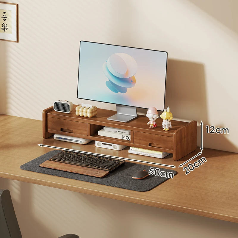 Monitor Riser Wood Two-Tier Cable Management