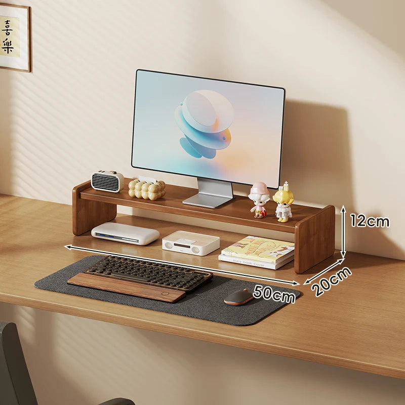 Monitor Riser Wood Two-Tier Cable Management