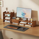 Monitor Riser Wood Two-Tier Cable Management