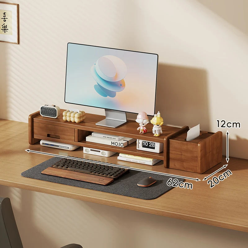Monitor Riser Wood Two-Tier Cable Management