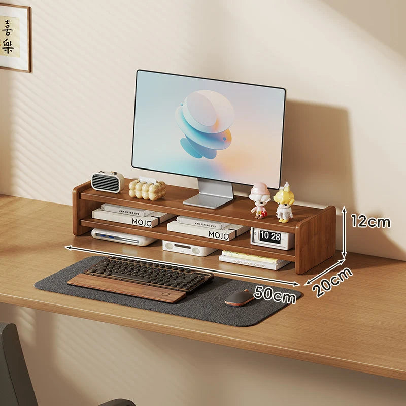Monitor Riser Wood Two-Tier Cable Management