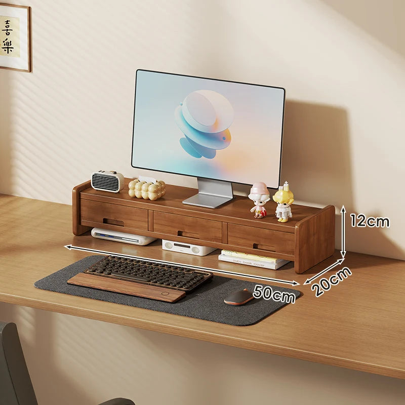 Monitor Riser Wood Two-Tier Cable Management