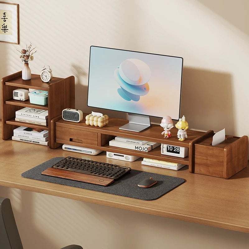 Monitor Riser Wood Two-Tier Cable Management