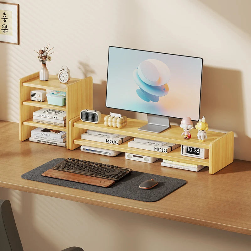 Monitor Riser Wood Two-Tier Cable Management