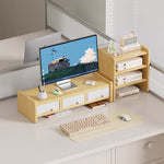 Monitor Riser Wood Two-Tier Cable Management