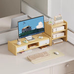 Monitor Riser Wood Two-Tier Cable Management