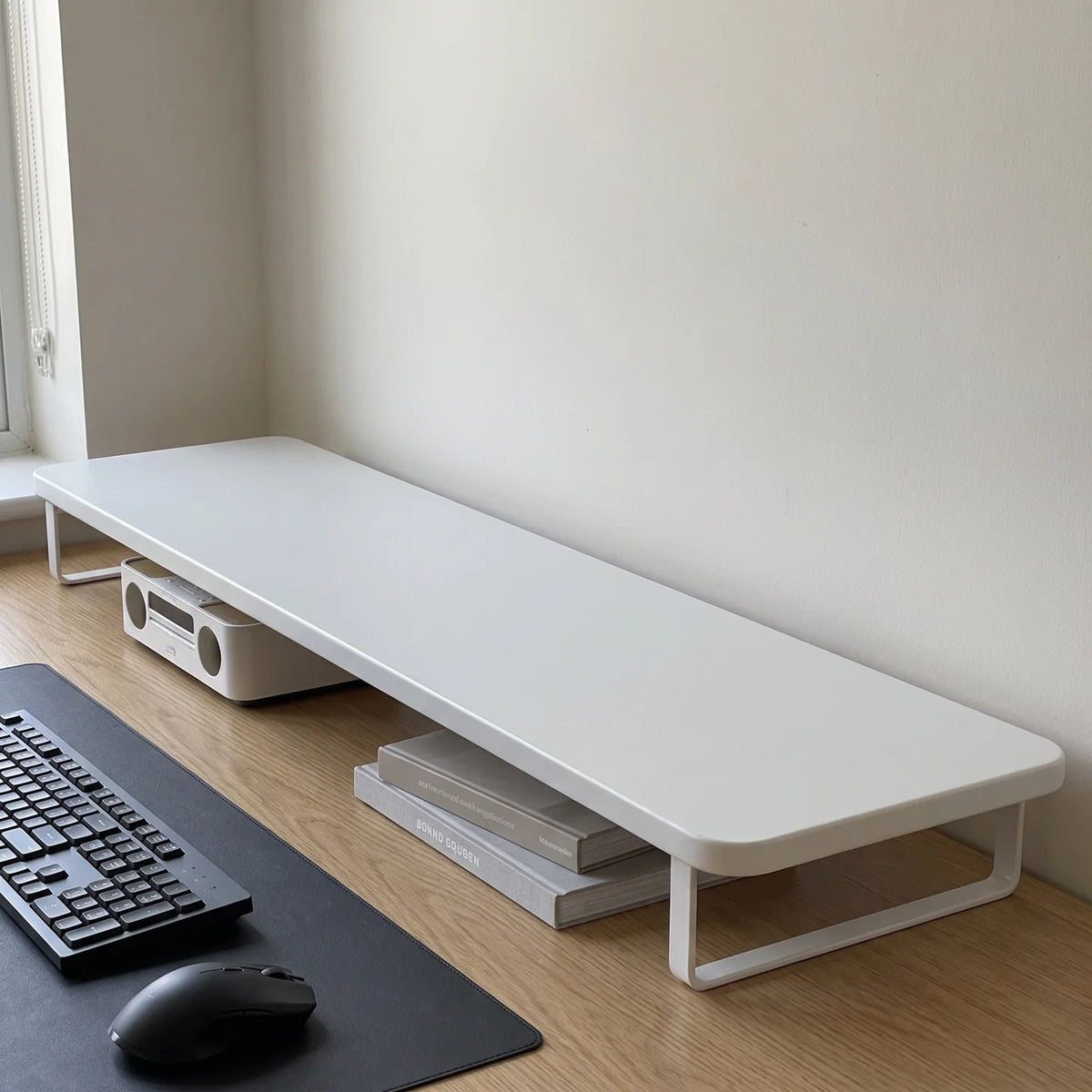 Monitor Stand Solid Wood Space-Saving Non-Slip Feet