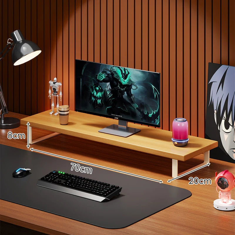 Monitor Stand Solid Wood Space-Saving Non-Slip Feet