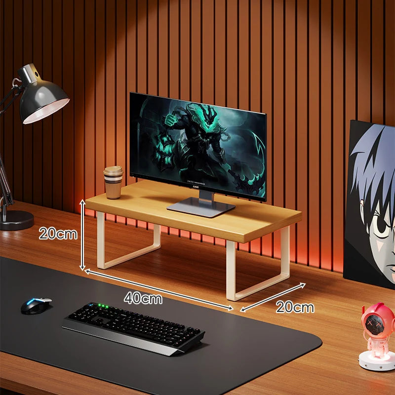 Monitor Stand Solid Wood Space-Saving Non-Slip Feet