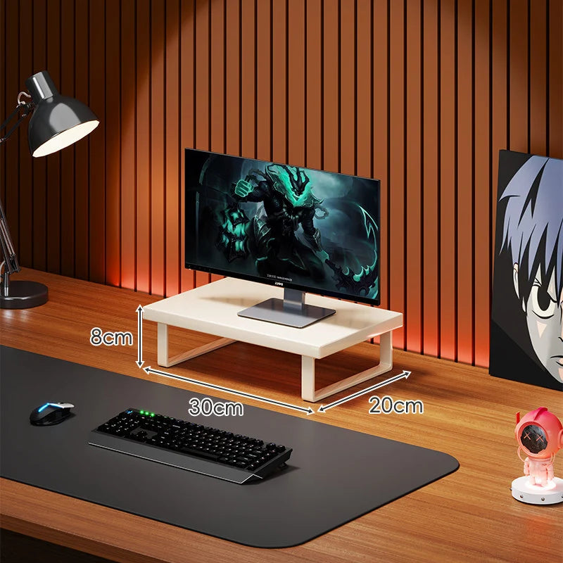 Monitor Stand Solid Wood Space-Saving Non-Slip Feet
