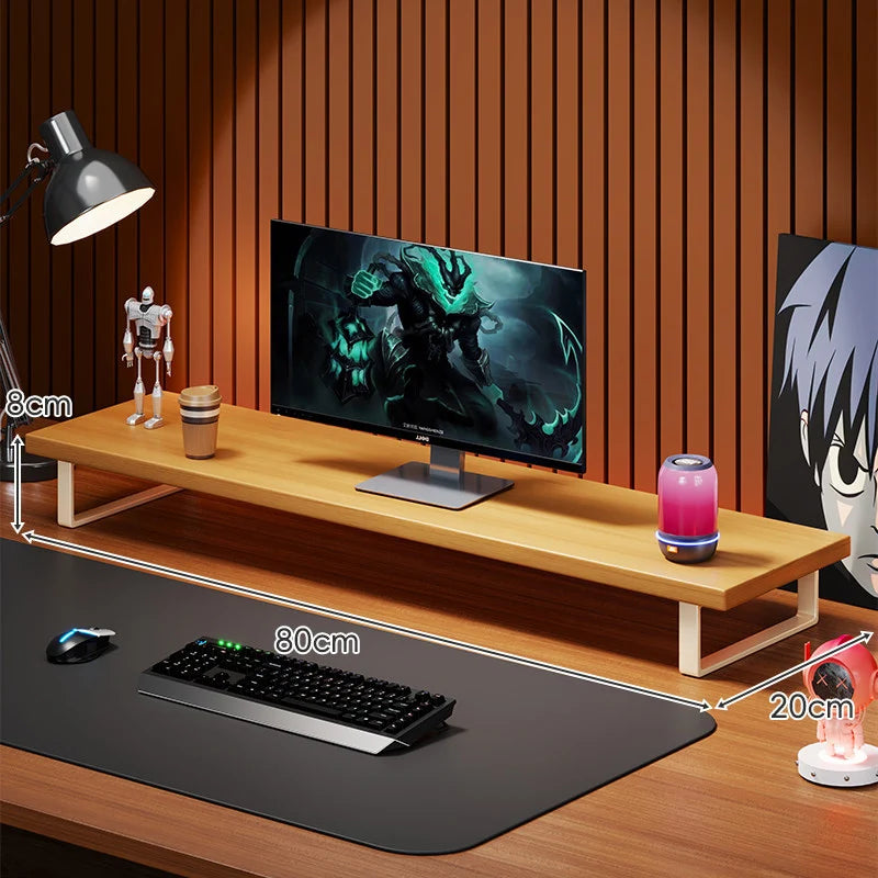 Monitor Stand Solid Wood Space-Saving Non-Slip Feet