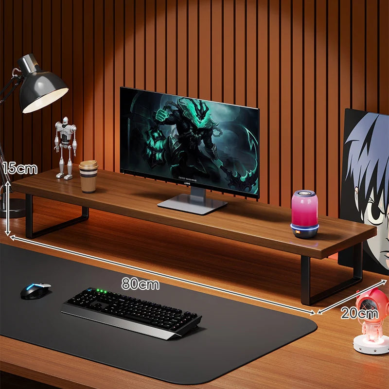 Monitor Stand Solid Wood Space-Saving Non-Slip Feet