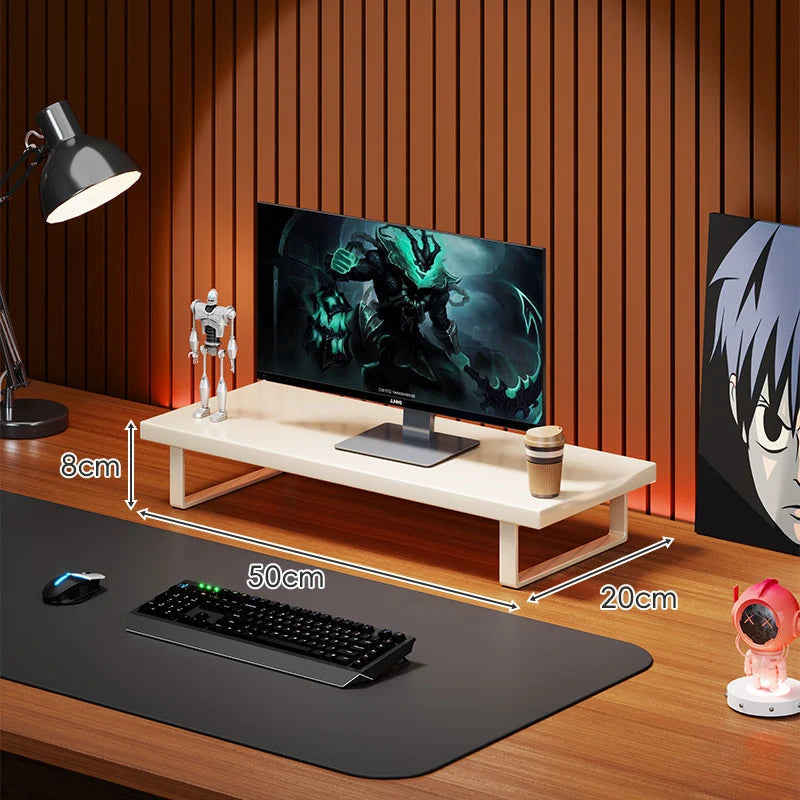 Monitor Stand Solid Wood Space-Saving Non-Slip Feet