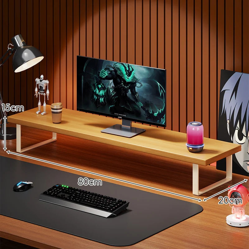 Monitor Stand Solid Wood Space-Saving Non-Slip Feet