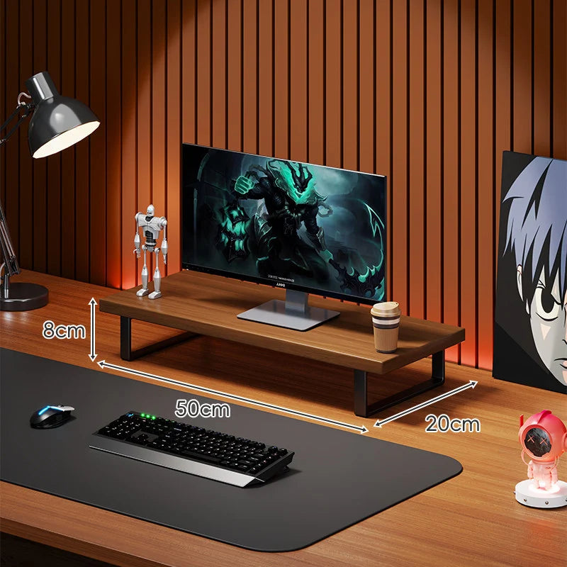 Monitor Stand Solid Wood Space-Saving Non-Slip Feet