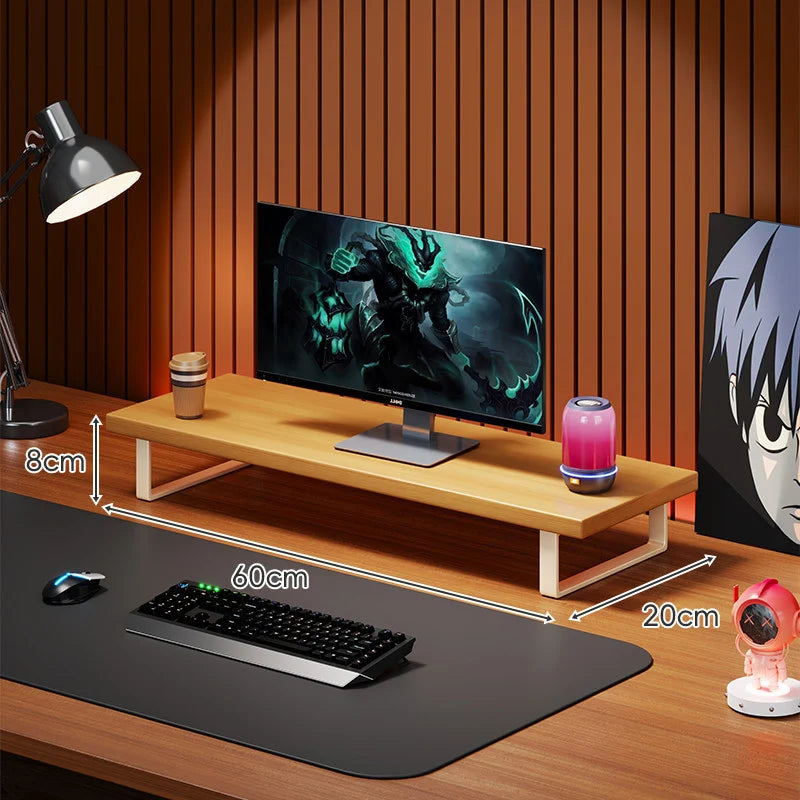 Monitor Stand Solid Wood Space-Saving Non-Slip Feet