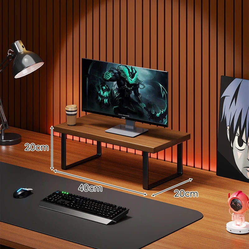 Monitor Stand Solid Wood Space-Saving Non-Slip Feet