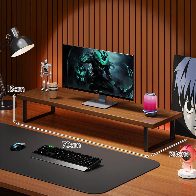 Monitor Stand Solid Wood Space-Saving Non-Slip Feet