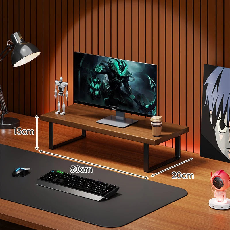Monitor Stand Solid Wood Space-Saving Non-Slip Feet