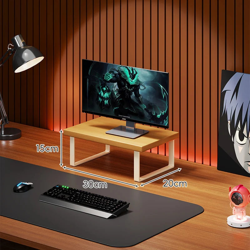 Monitor Stand Solid Wood Space-Saving Non-Slip Feet