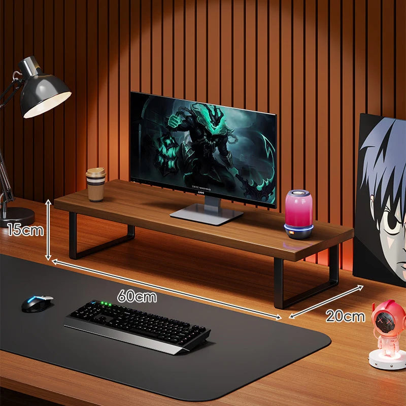 Monitor Stand Solid Wood Space-Saving Non-Slip Feet