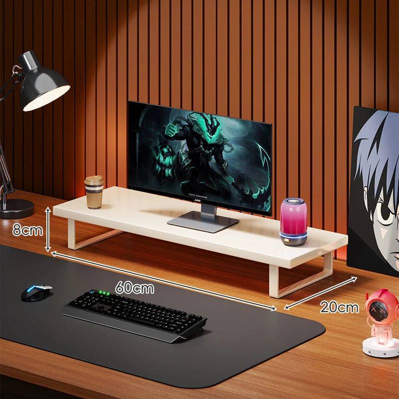 Monitor Stand Solid Wood Space-Saving Non-Slip Feet