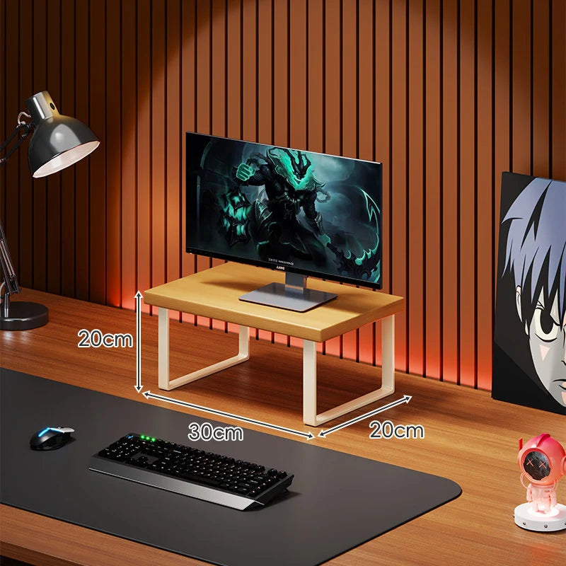 Monitor Stand Solid Wood Space-Saving Non-Slip Feet