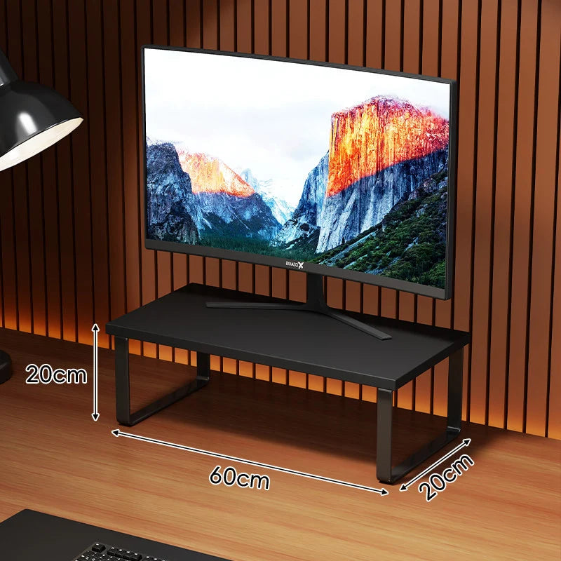 Monitor Stand Wood-Look Top Under-Shelf Storage Non-Slip Pads