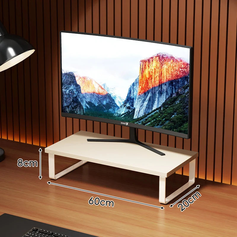 Monitor Stand Wood-Look Top Under-Shelf Storage Non-Slip Pads