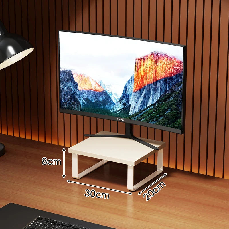 Monitor Stand Wood-Look Top Under-Shelf Storage Non-Slip Pads