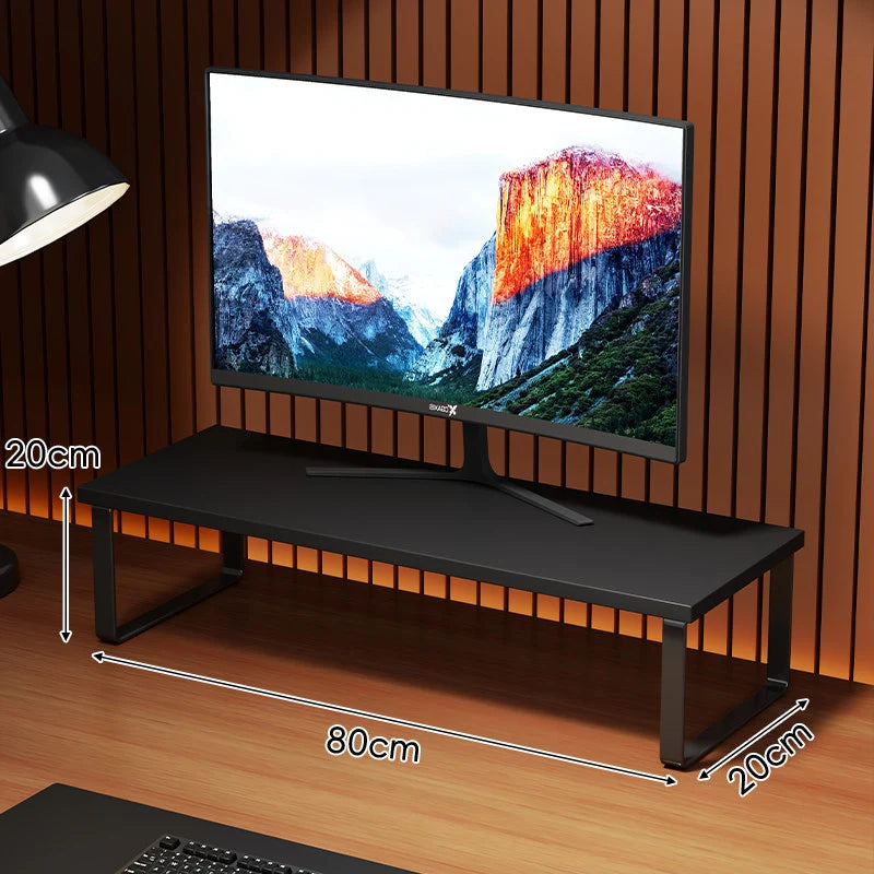 Monitor Stand Wood-Look Top Under-Shelf Storage Non-Slip Pads