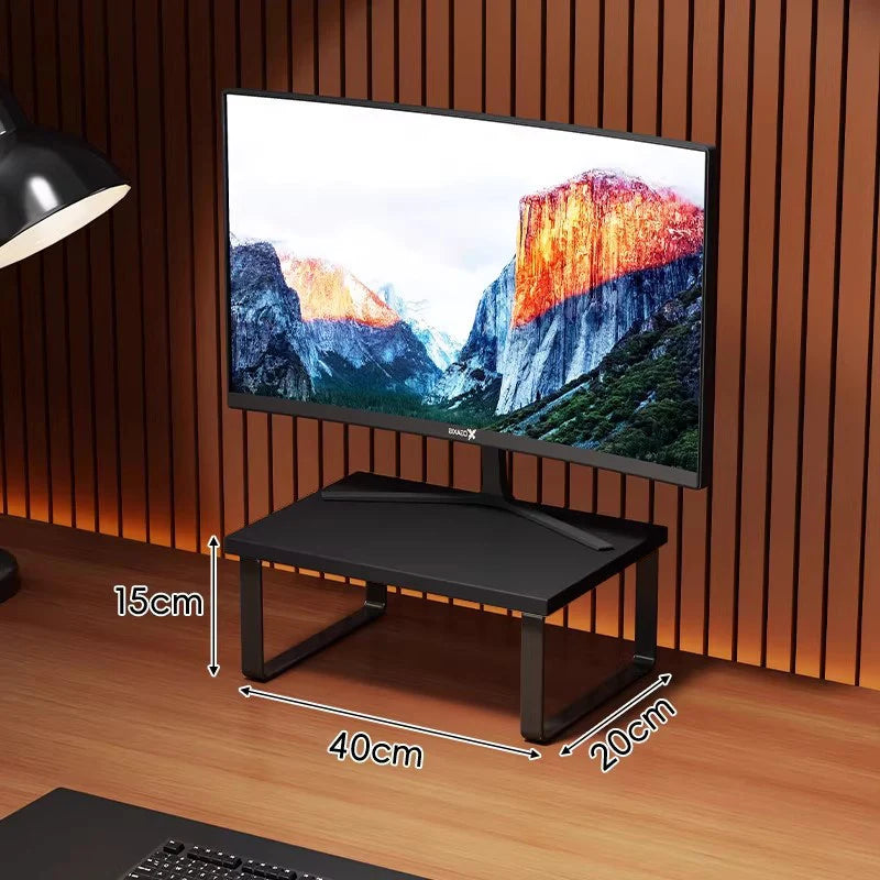 Monitor Stand Wood-Look Top Under-Shelf Storage Non-Slip Pads