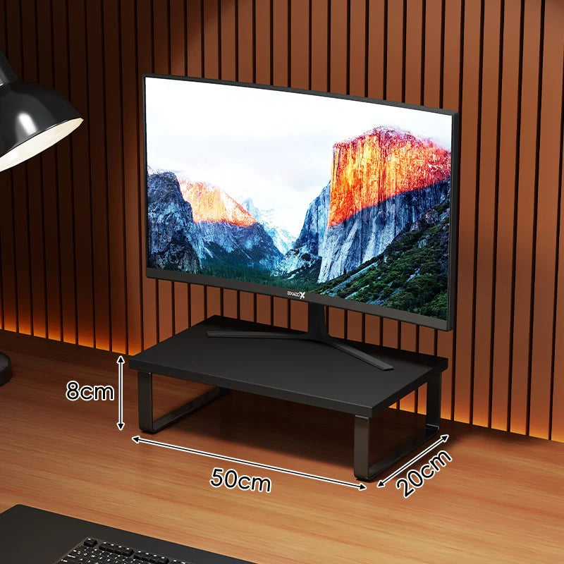 Monitor Stand Wood-Look Top Under-Shelf Storage Non-Slip Pads